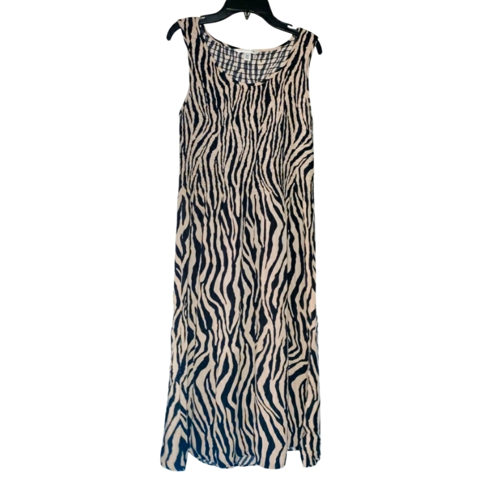 Sleeveless Zebra Print Maxi Dress